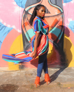 Rainbow Navy Multi Color Sunlight Stripe Top - A' LA' POSH Clothing