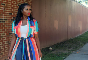 Rainbow Navy Multi Color Sunlight Stripe Top - A' LA' POSH Clothing