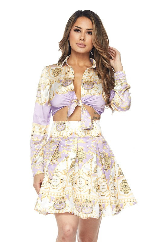 Goddess Purple Gold 2 Piece Skirt Set - A' LA' POSH Clothing
