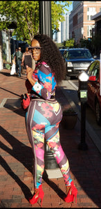 Candi Black Diagonal Stripe Flower Print Stretch Fit Tracksuit - A' LA' POSH Clothing