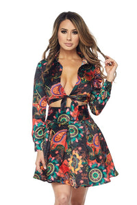 Gabriell Black Multi Color Print 2 Piece Skirt Set - A' LA' POSH Clothing